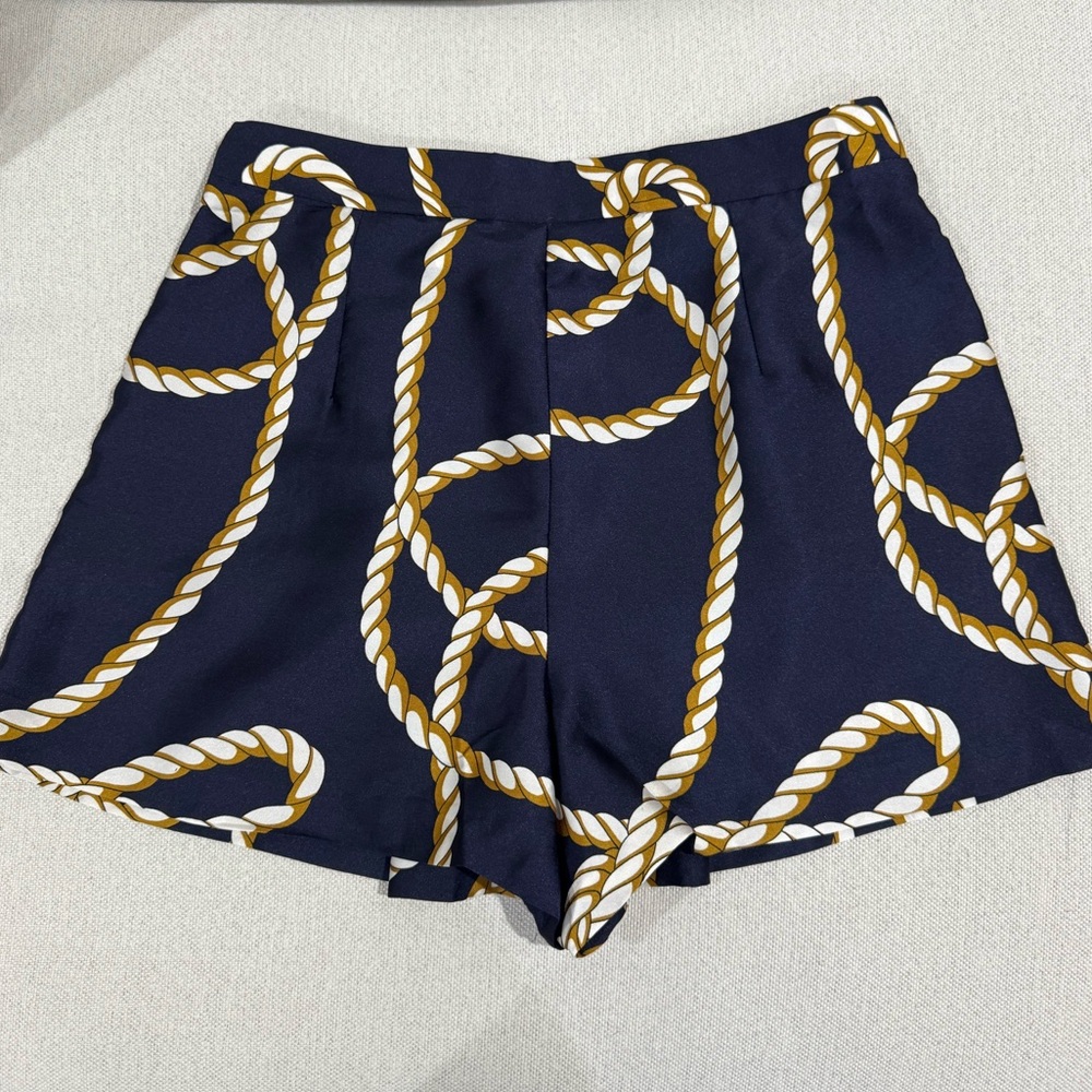 Zara Blue and Gold Rope Pattern Shorts - Picture 7 of 8